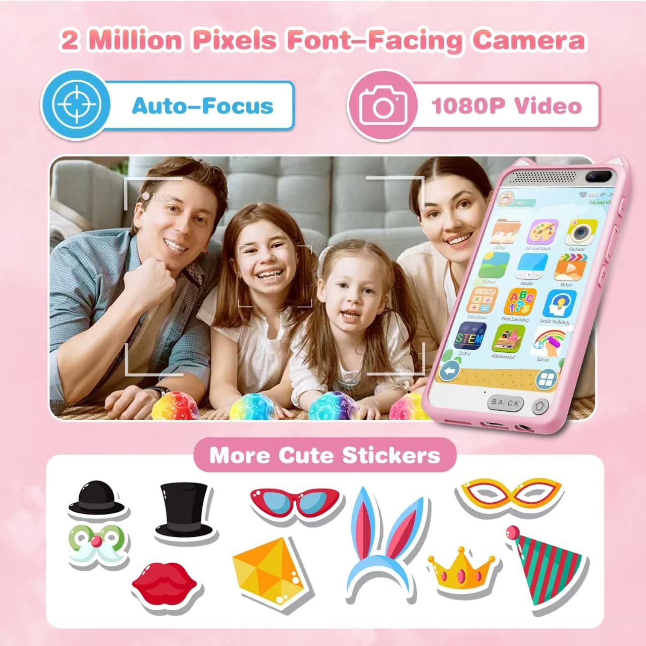 Kids Smart Phone Toys For Girls 3.97'' Touchscreen Toddler Phone Learning Toy Christmas Birthday Gifts For Girls Age 3-12, Mp3 M