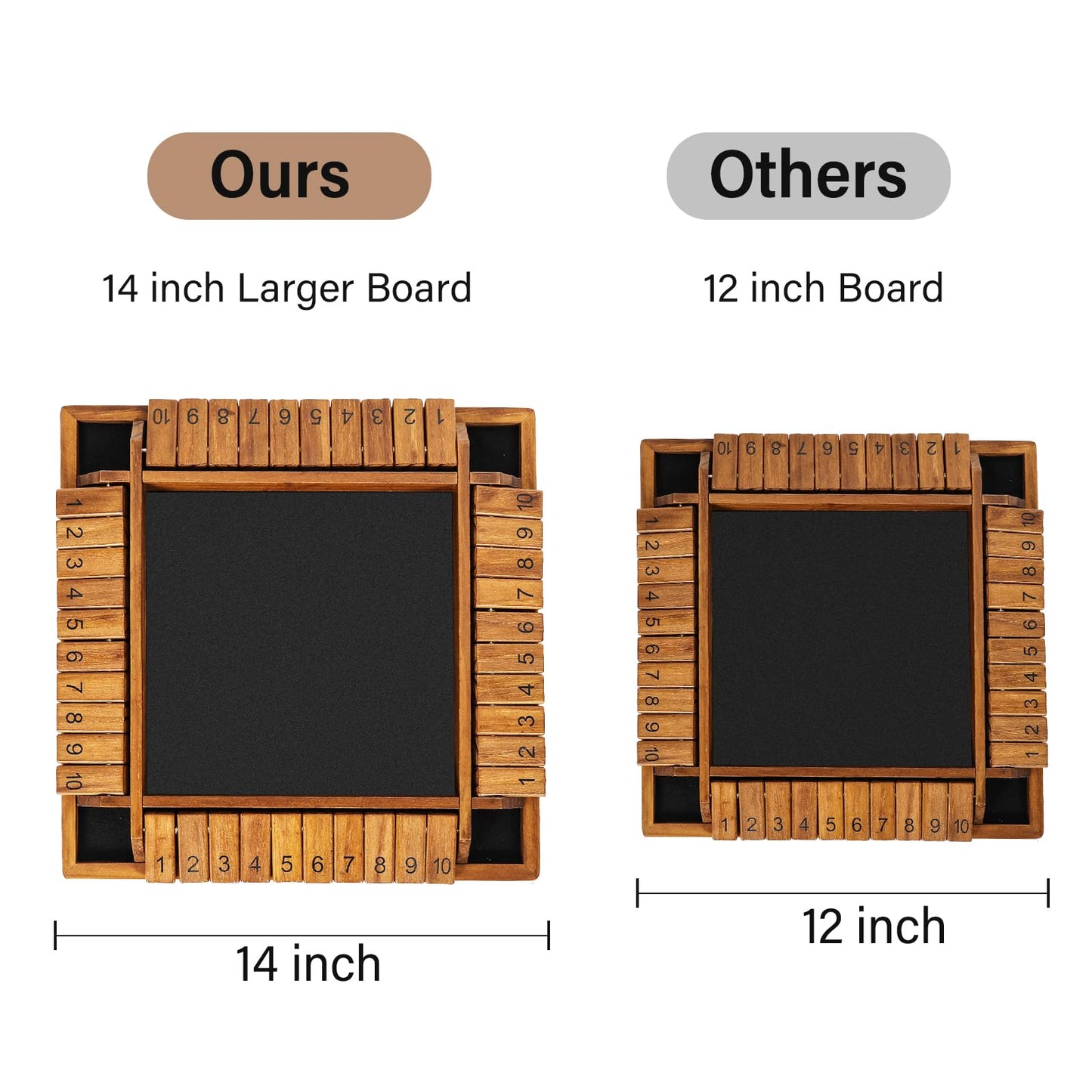 Vamslove Shut The Box Dice Game - 14" Wooden Board for 2-4 Players, Includes 8+4 Dice, Math Game for Kids & Adults