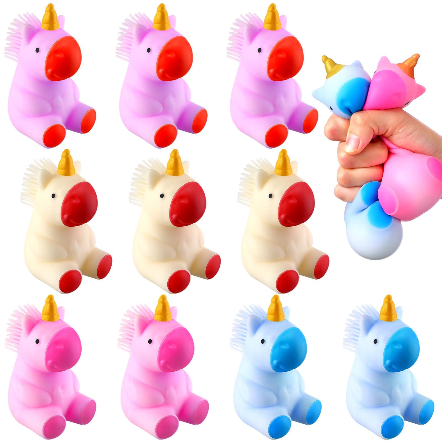 Meooeck 12 Pcs Unicorn Stress Relief Toys Stress Balls for mature-themed Small Animal Fun Squeeze Cute Fidget Toys for Birthday Party Office Christmas Stocking Stuffer Gift ADHD Autism Anxiety