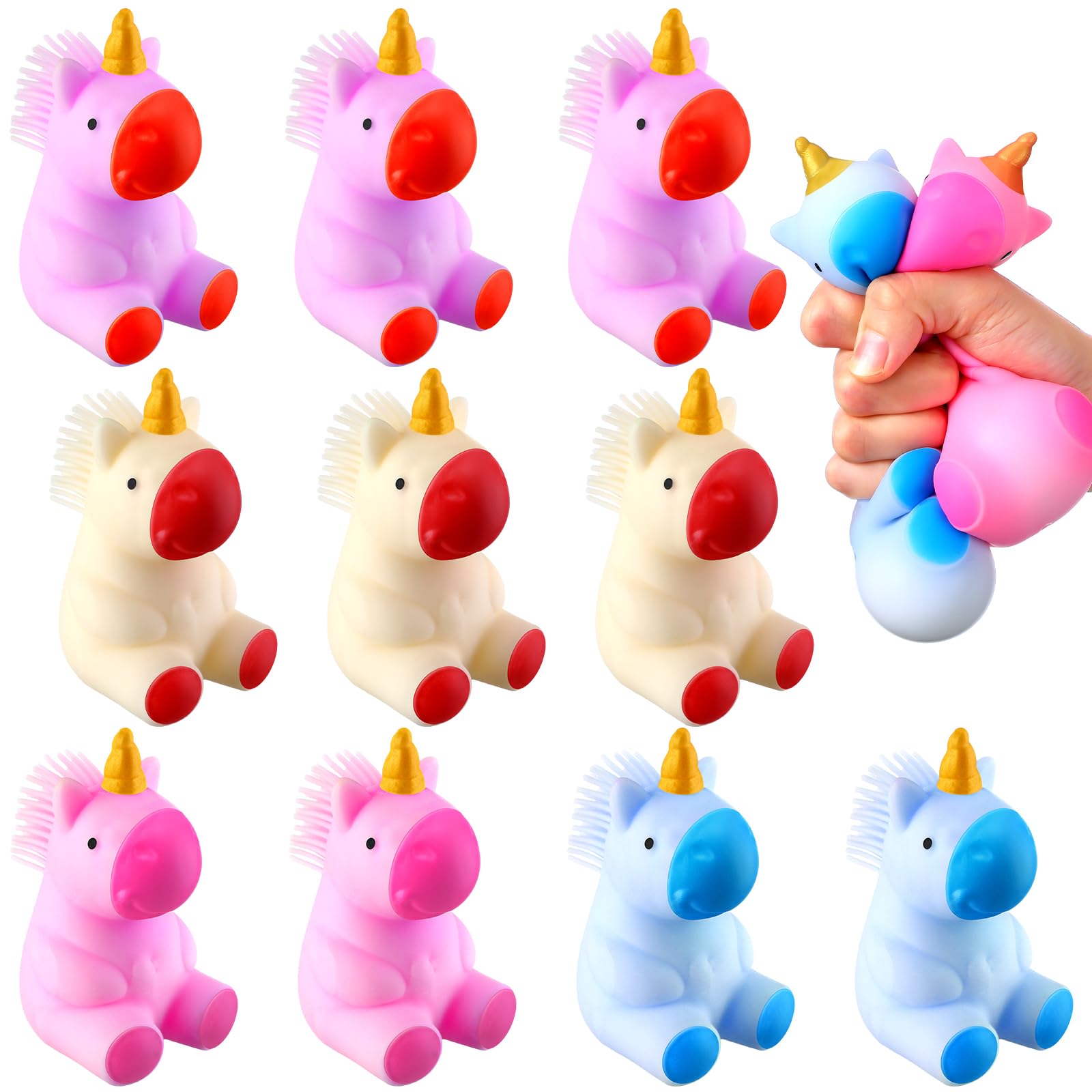 Meooeck 12 Pcs Unicorn Stress Relief Toys Stress Balls for mature-themed Small Animal Fun Squeeze Cute Fidget Toys for Birthday Party Office Christmas Stocking Stuffer Gift ADHD Autism Anxiety