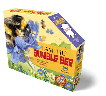 Madd Capp Lil' Bumble Bee 100 Piece Jigsaw Puzzle For Ages 5 & Up- Unique Animal-Shaped, Poster-Sized, Pieces Are Oversized For Easy Handling Includes Educational Madd Capp Fun Facts, Mulitcolor