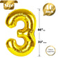 Gold Number 3 Balloon 40 Inch, 3 Balloon Number, 3Rd Birthday Decorations, Gold Party Supplies For Boys Girls
