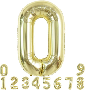 Toniful 40 Inch Light Gold Large Numbers Balloon 0-9 Birthday Party Decorations,Foil Mylar Big Number 0 Balloon Digital 0 For Bi
