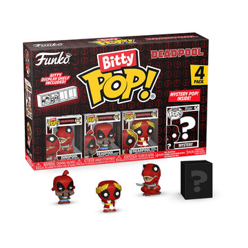 Funko Bitty Pop! Deadpool - Dinopool , 4-Pack And A Surprise Mystery Mini Figure - 0.9 Inch (2.2 Cm) Collectable - Stackable Display Shelf Included - Gift Idea - Party Bags Stocking - Cake Topper