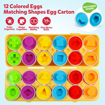 Wantka Matching Eggs Color And Shape Recoginition Sorter Puzzle Easter Eggs Sensory Toys Early Learning Educational Fine Motor S