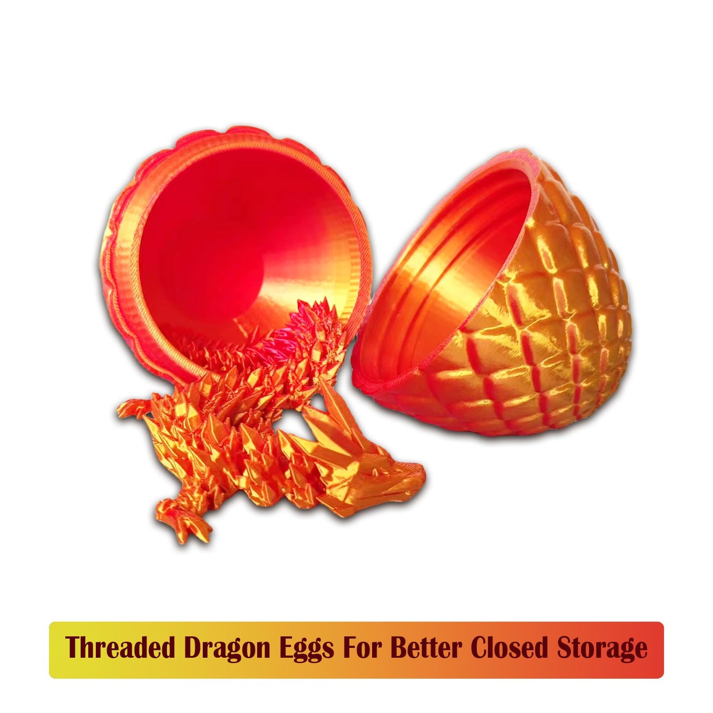 Yanzhe 3D Printed Dragon Egg, 3D Printed Articulated Dragon Eggs With Dragon Inside, Crystal Dragon Fidget Toy, Adults Fidget To