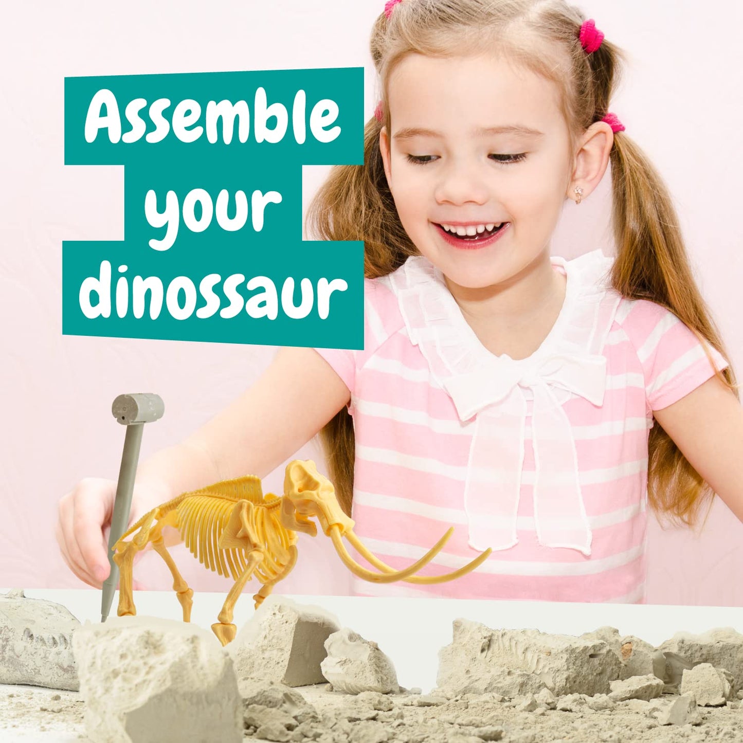 Science4you Mammoth Fossil Digging Kit - Excavation Toy for Kids 6+ - Assemble 17 Fossils - Ideal for Archeology and Paleontology