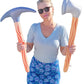 Zugar Land Lifesize Inflatable Toy Pickaxe + Axe (23'') Inflate Hatchet Costume Prop Game Party Favor Supplies (6 Pickaxe + 6 Ax