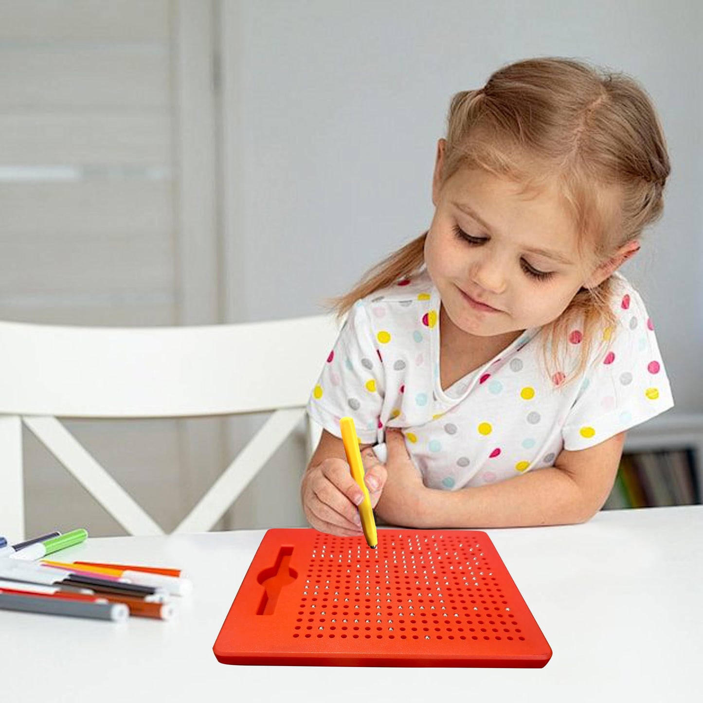RAINBOW TOYFROG Magnetic Drawing Board - Sensory Activity for Kids 4-8, Red, ABS Material, Perfect Travel Toy