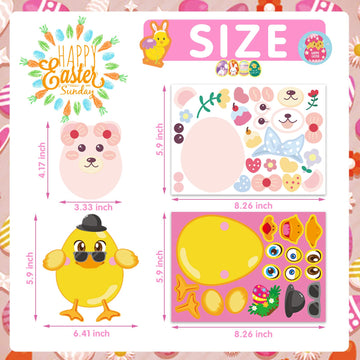 36 Sheets Easter Egg Stickers For Kids,Easter Basket Stuffers,Make A Face Sticker With Easter Egg Themed,Make Your Own Sticker,E