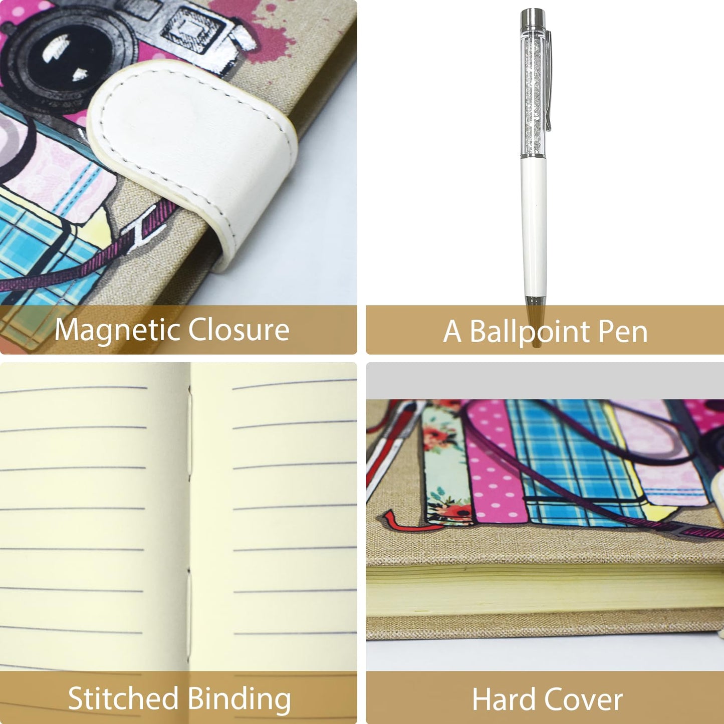 Dwiyittn Cute Bluejay Diary With Magnetic Closure - Journal For Girls, Includes Pen & 192 Lined Pages - Birthday Gift For Kids