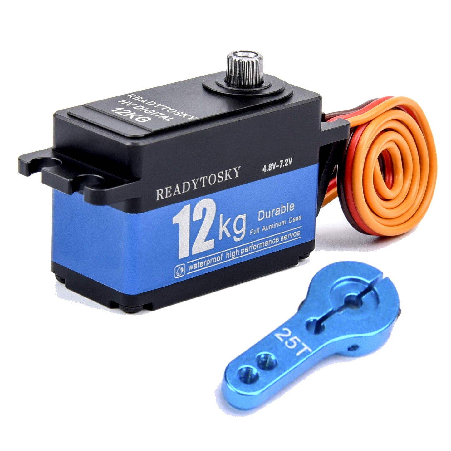 Readytosky Digital 12kg Servo 180 Degree High Torque Full Metal Gear Low Profile Servo+25T Steering Servo Arm for 1/10 RC Car