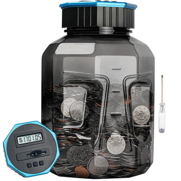 X-Large Piggy Bank For Adults Kids, Vcertcpl Digital Coin Counting Bank With Lcd Counter, 2.4L Capacity, Great Coin Counter Bank Money Counting Jar With Total Amount Displayed (Gray2, X-Large)