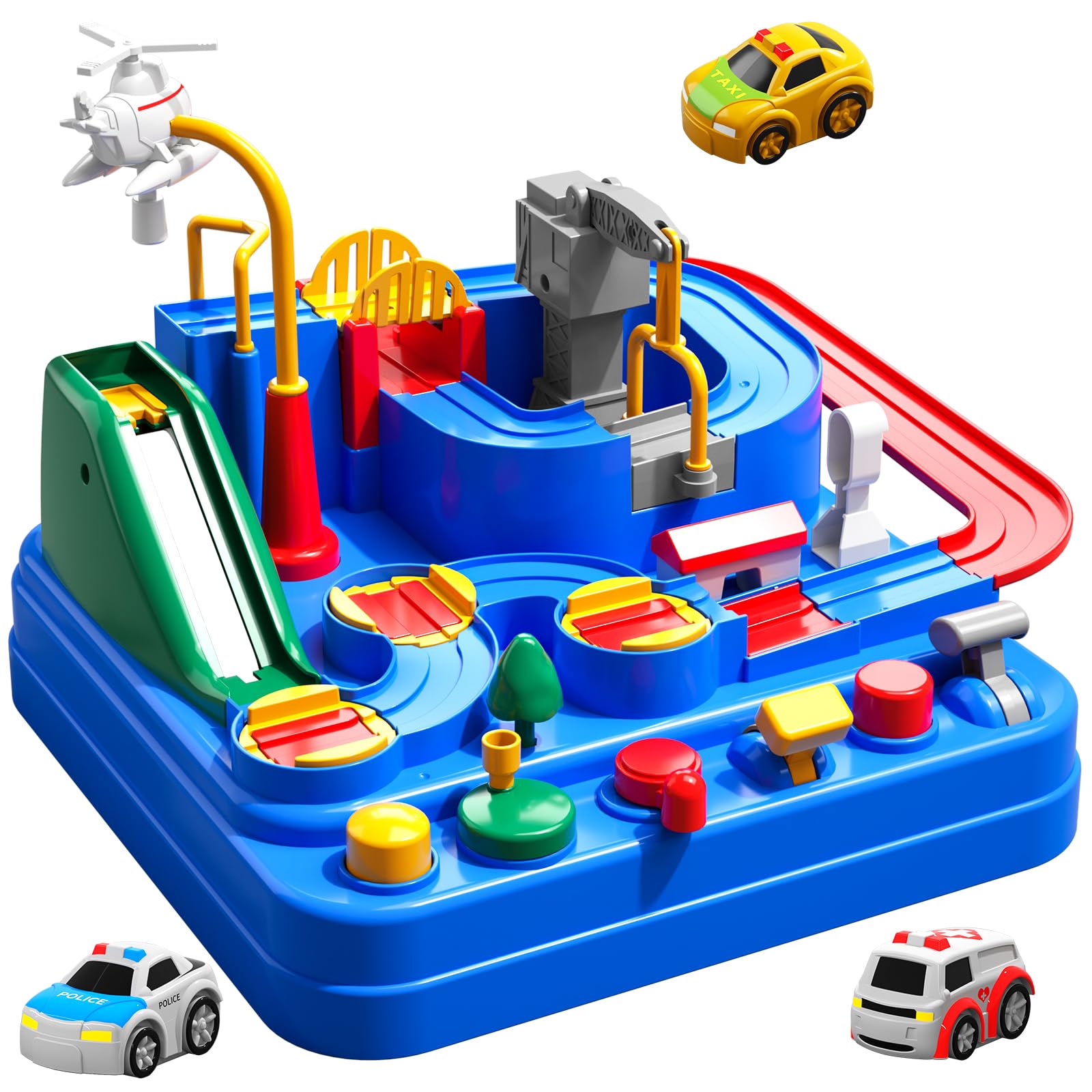 Temi Boys Toys Car Track, Kids Race Track City Adventurous Car Toy For 3 4 5 6 7 Years Old Boys Girls - Car Toys With 3 Cars, Car Track Toys For Boys Age 3, Birthday Gifts Toys For Boys 3-5 Years Old