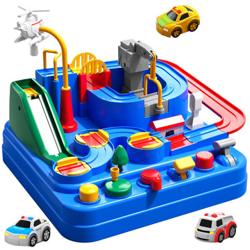 Temi Boys Toys Car Track, Kids Race Track City Adventurous Car Toy For 3 4 5 6 7 Years Old Boys Girls - Car Toys With 3 Cars, Car Track Toys For Boys Age 3, Birthday Gifts Toys For Boys 3-5 Years Old