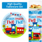 100 Pcs Chugga Chugga Two Two Party Supplies Set Train Plates And Napkins 2Nd Birthday Party Tableware Packs Decorations Transpo