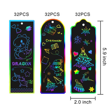 Augsun 96 Set Magic Scratch Rainbow Bookmarks Making Kit For Kids Students Christmas Party Favor Scratch Paper Diy Bookmarks Bul