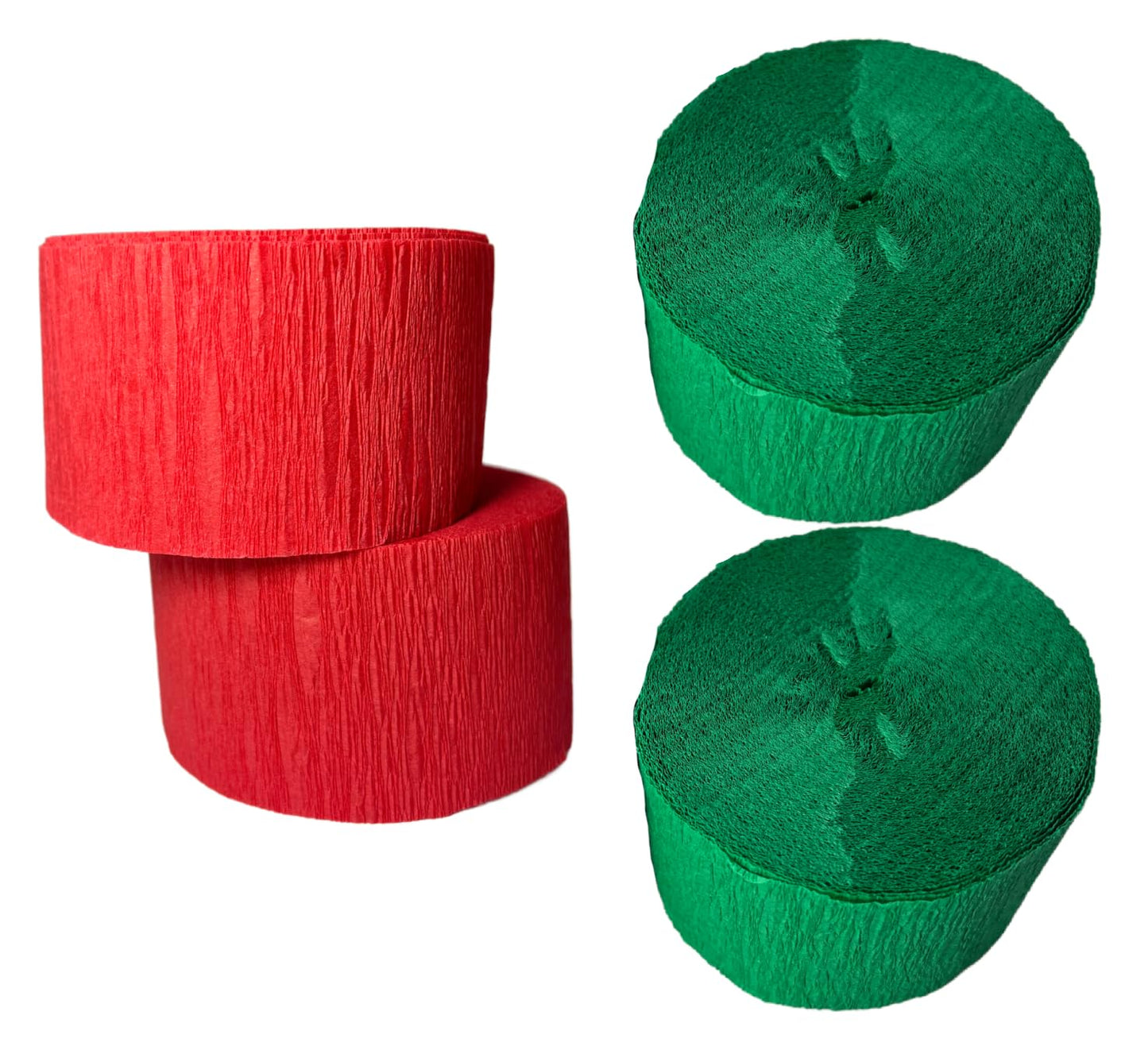Red and Green Crepe Streamers - 4 Rolls