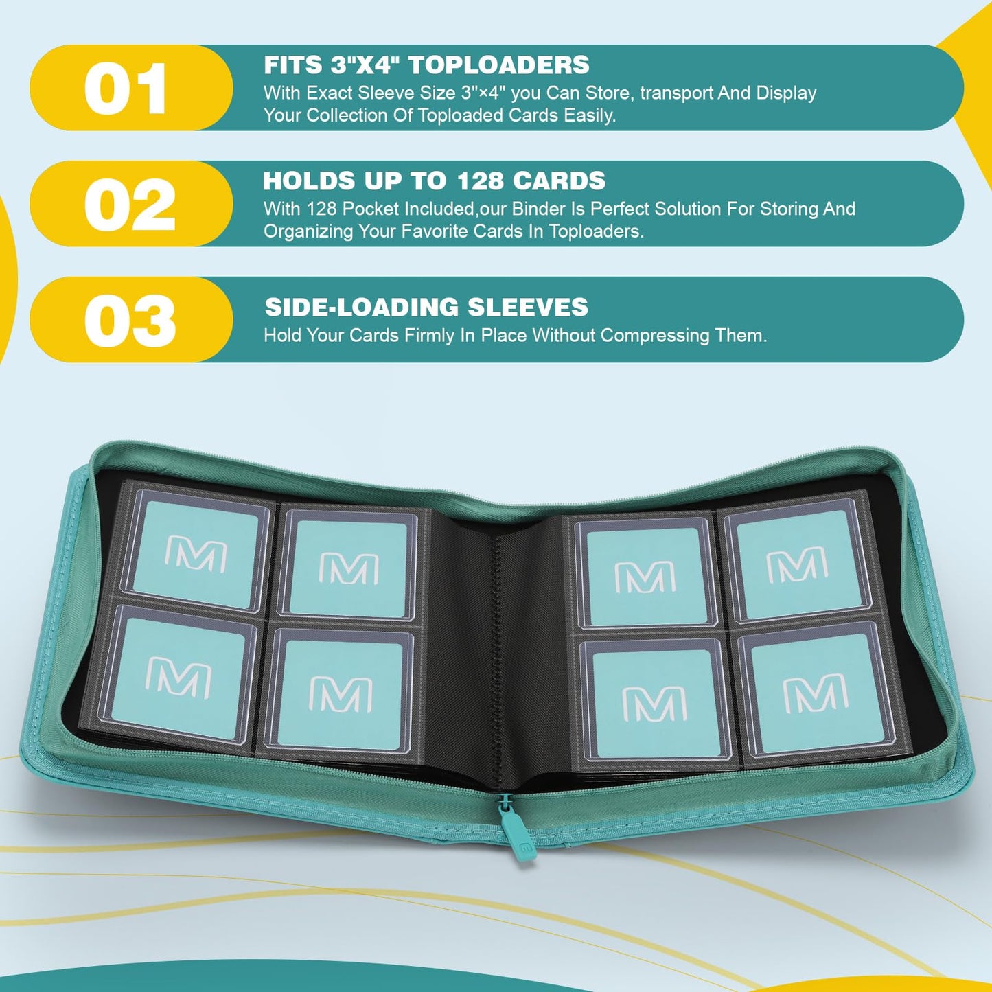 Toploader Binder 4-Pocket Side Load Trading Card Album Holds 128 Cards Toytooth Toploader Binder 4-Pocket Side Load Trading Card Album Holds 128 Cards Toytooth