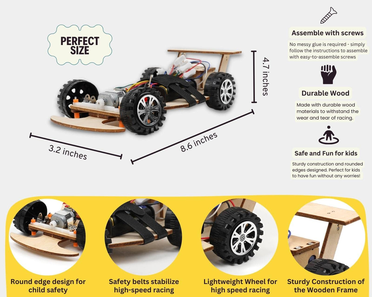 Pica Toys Wireless Remote Control Car Kit F1, Science Project Kit For Kids/Students/Education, Stem Project Model Car Kits To Build, Ideal Choice For Family And School