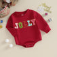 Fybitbo My First Christmas Baby Girl Boy Outfit Sweatshirt Romper Sweater Onesie Long Sleeve Bodysuit Fall Clothes (Red Embroide