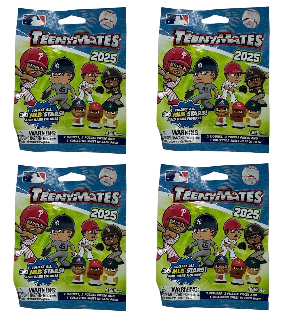 Teenymates Party Animal Figures, Team Colors, One Size MLB 2025 4 Blind Pack Lot