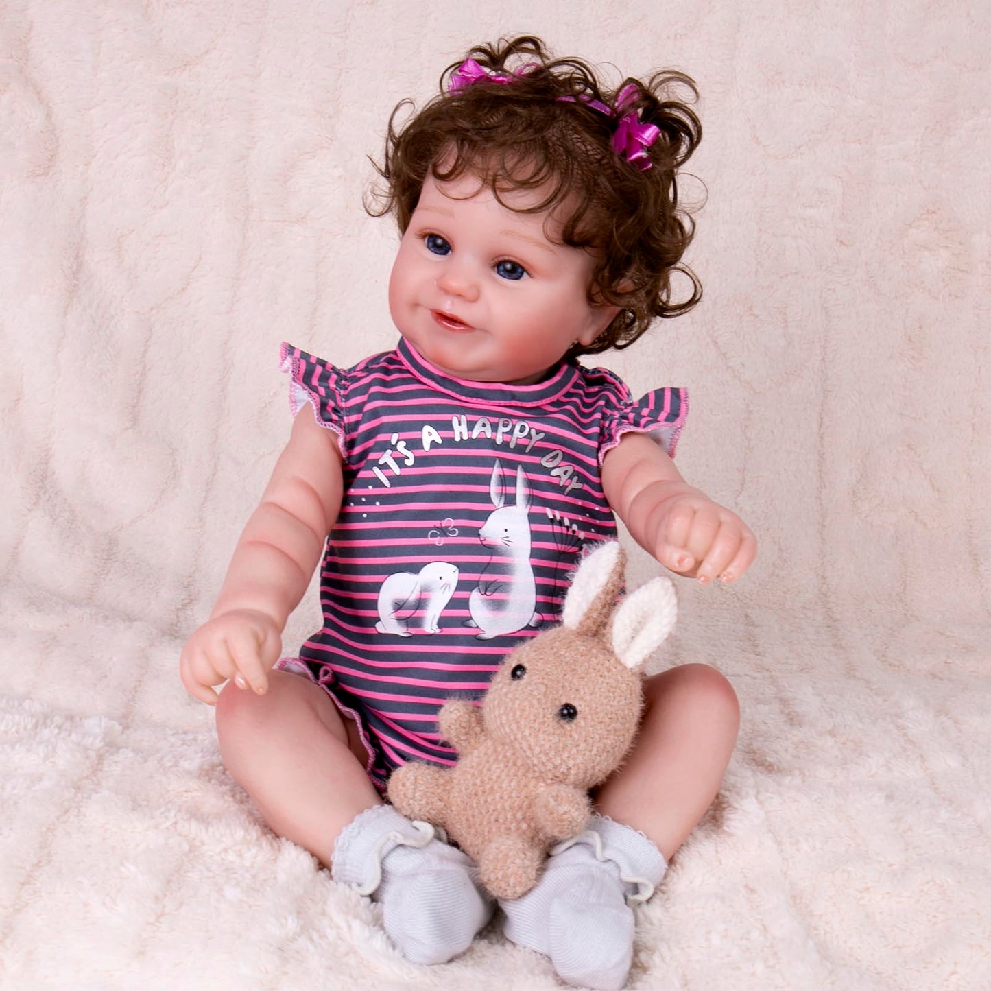 Aori Reborn Baby Dolls Clothes 20 Inch Outfit Purple Stripe Set For 18-22 Inch Reborn Doll Newborn Girl