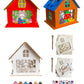 Nsoicrac 2 Pieces Wooden Easter House Craft Kit for Kids DIY Bunny Egg House with, Wood Crafts Art Project Bulk Painting Kits fo