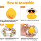 Wonuu Car Rubber Duck, Yellow Duck Decoration Dashboard With Sun Hat Swim Ring Necklace Sunglasses For Car Dashboard Decorations, Black White Cowboy Hat-Transparent-Small Pearl