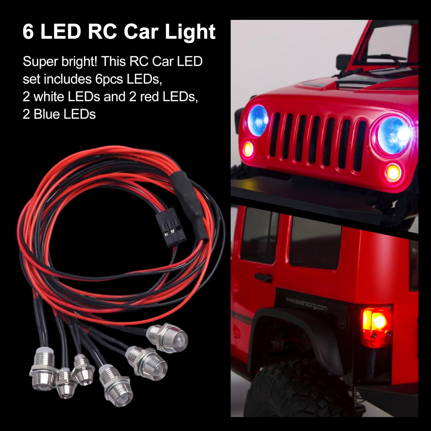 Hobbypark 6 Led Rc Light Kit Headlights Taillight Leds For Traxxas Slash Rustler Arrma Axial Scx10 Redcat Rc4Wd Hpi Truck Tamiya