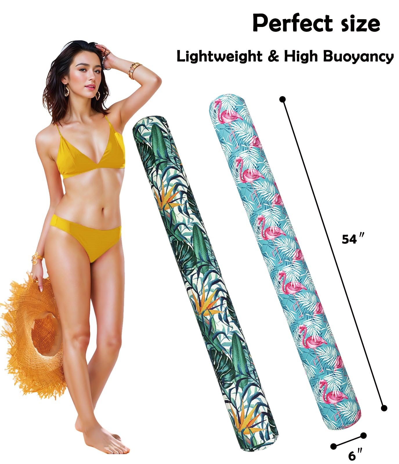 2 Pack Inflatable Pool Noodle Floats  54 Large Swim Pool Noodles for Floating