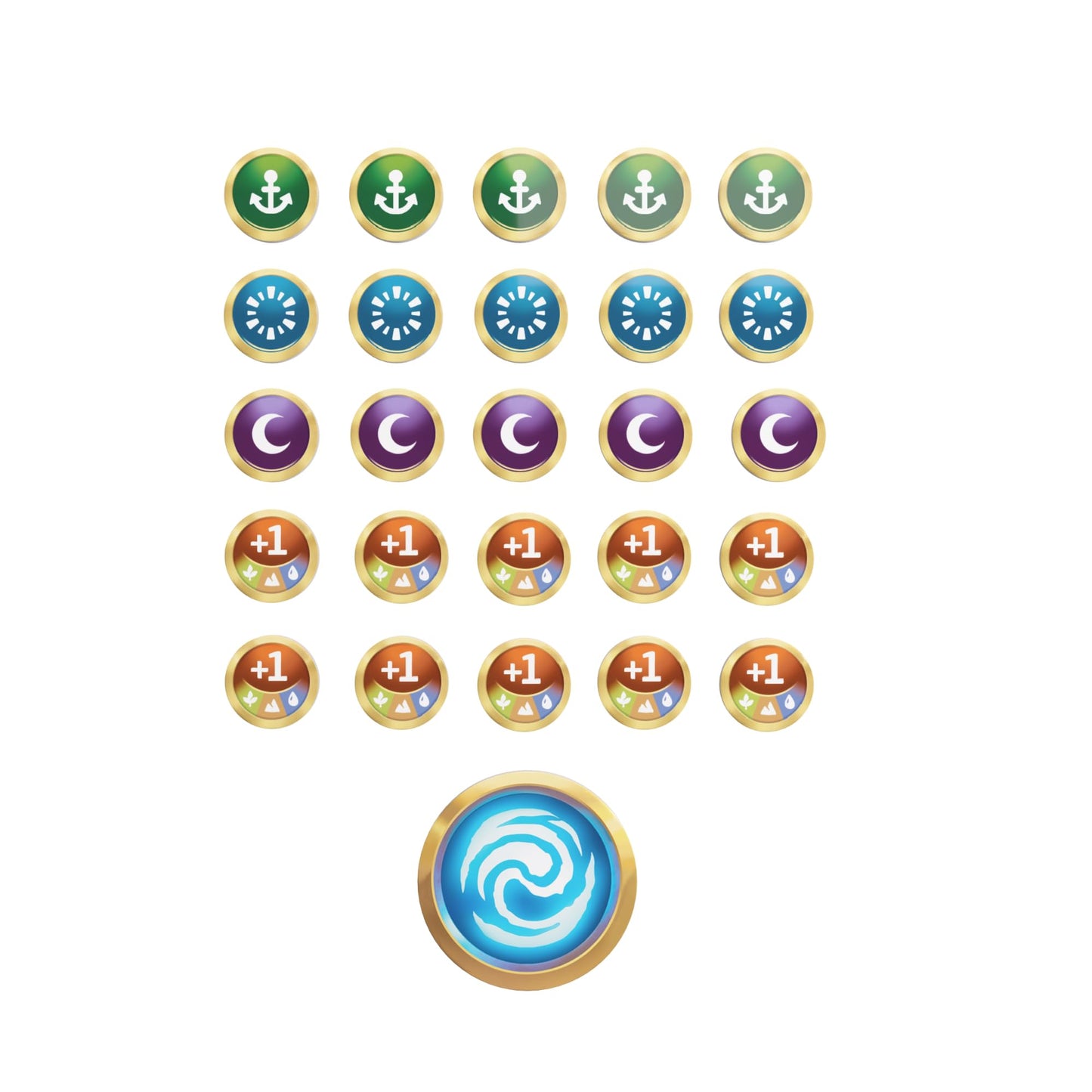 Gamegenic Altered Premium Markers - 26-Piece Acrylic Game Tokens, Multicolor, 10 cm x 10 cm x 0.4 inches, Model GGS60145ML