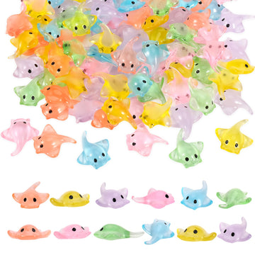 GGSTDDUP 120 PCS Miniature Sting Ray Statues, Mini Sting Ray Fish Cake Decoration, Mini Sting Ray Fish Marine Animal Toy Cake De