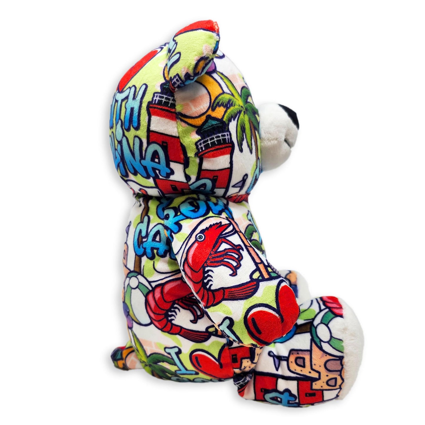 PLUSHOLOGY Graffiti Teddy Bear - Eco-Friendly Plush Animal, 10" Tall, Multicolored, Child-Safe Eyes, Ideal for Kids 3+ and Adults
