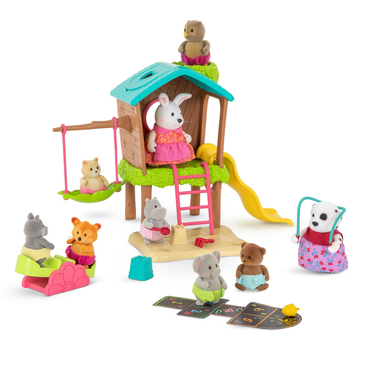 Lil Woodzeez - 11 Pcs Tree House Playset For Doll Figures - Playhouse Playset With Ladder, Swing & More Accessories - Pretend Pl