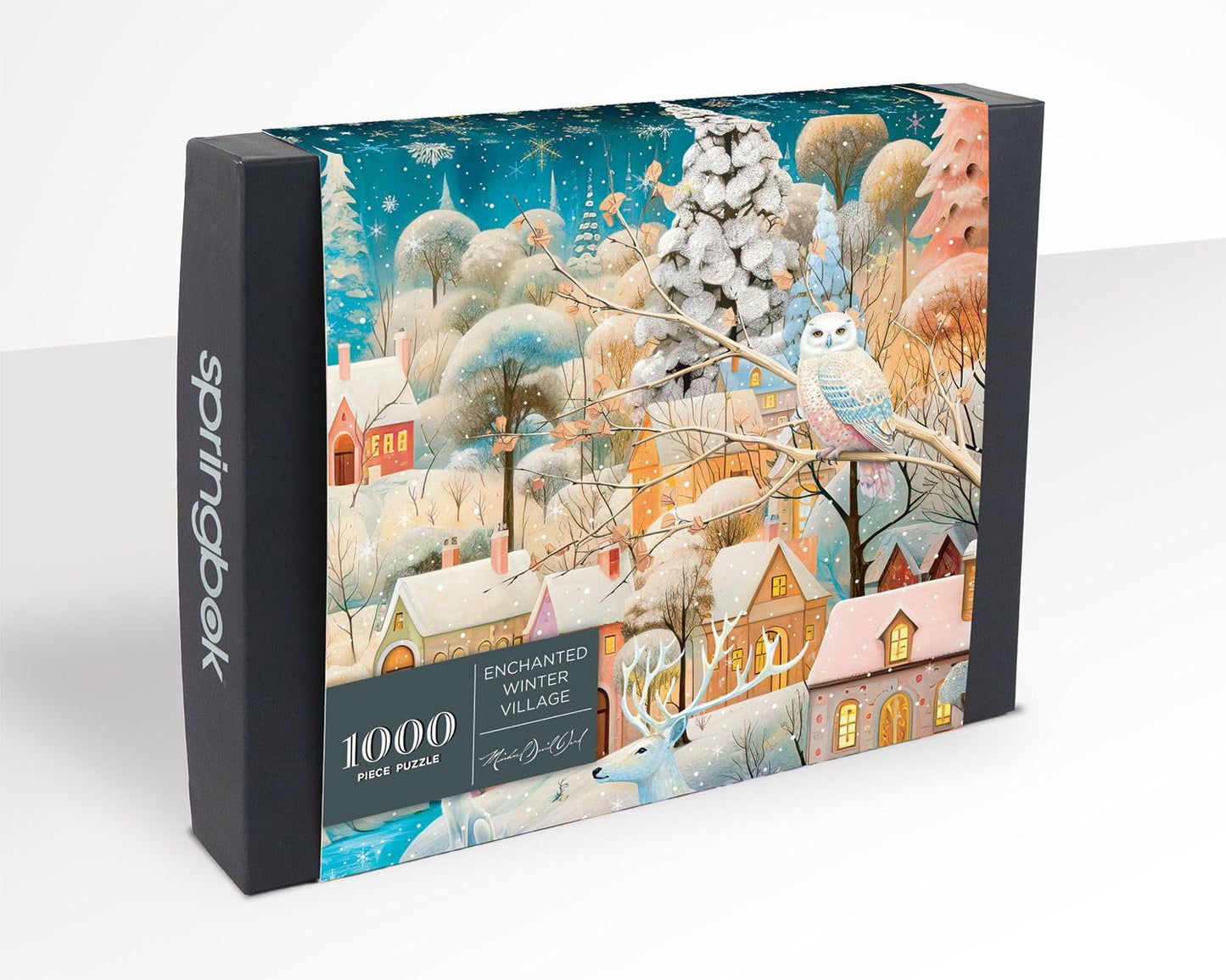 Springbok Enchanted Winter Village enhanced 1000 Piece Holiday Jigsaw Puzzle for mature-themeds - Limited Edition Christmas Collectible Puzzle