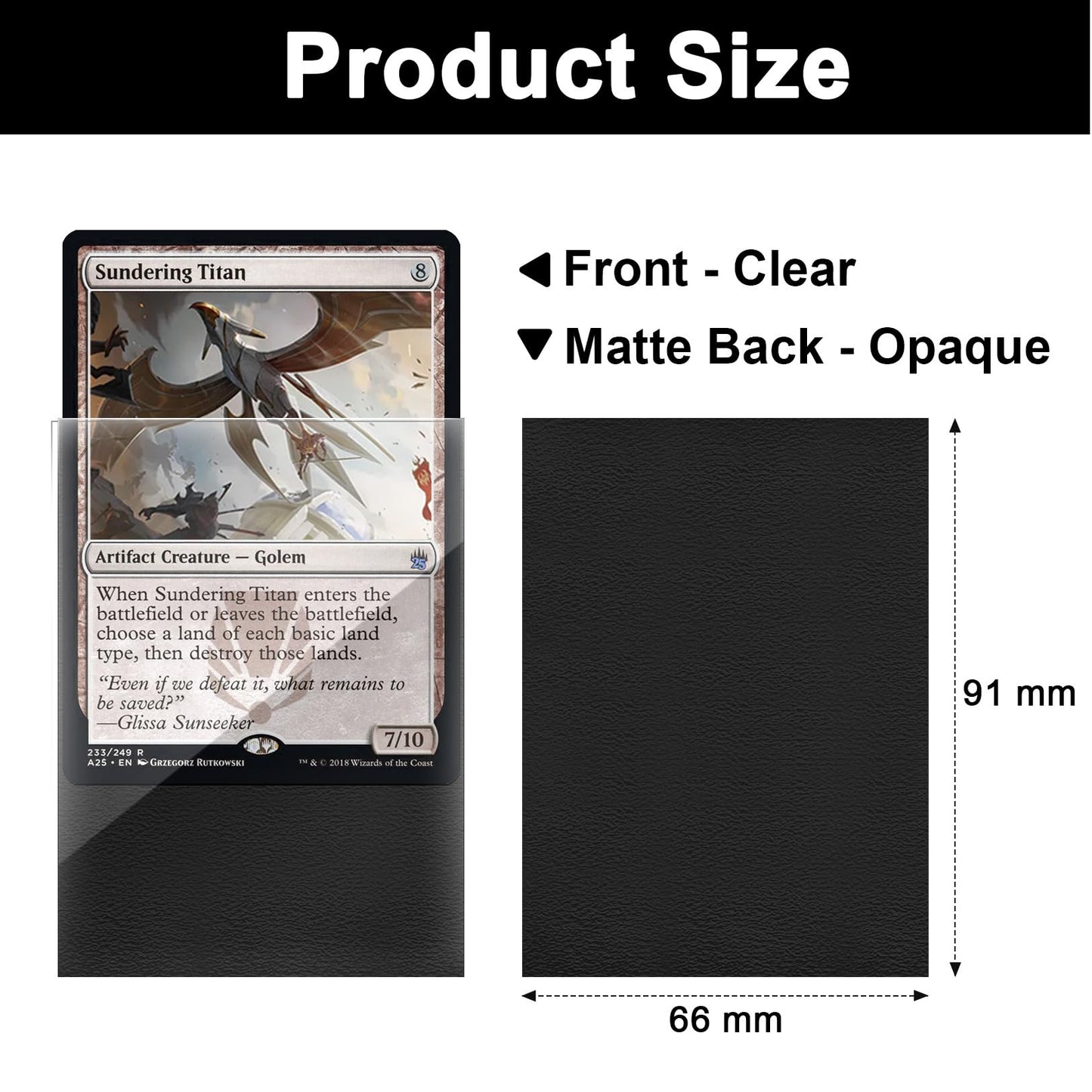 Black MTG Card Sleeves 200 Pack  Standard Card Sleeves Sturdy MTG Matte Back Finish  Perfect Shuffling - Protect All Your Trading Collectible Cards by Fabmaker  Never Tear 66x91mm
