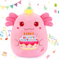 Prewplam Axolotl Birthday Plush Happy Birthday Singing & Glowing Axolotl Stuffed Animal Toy Gifts Party Decoration for Kids Boys Girls