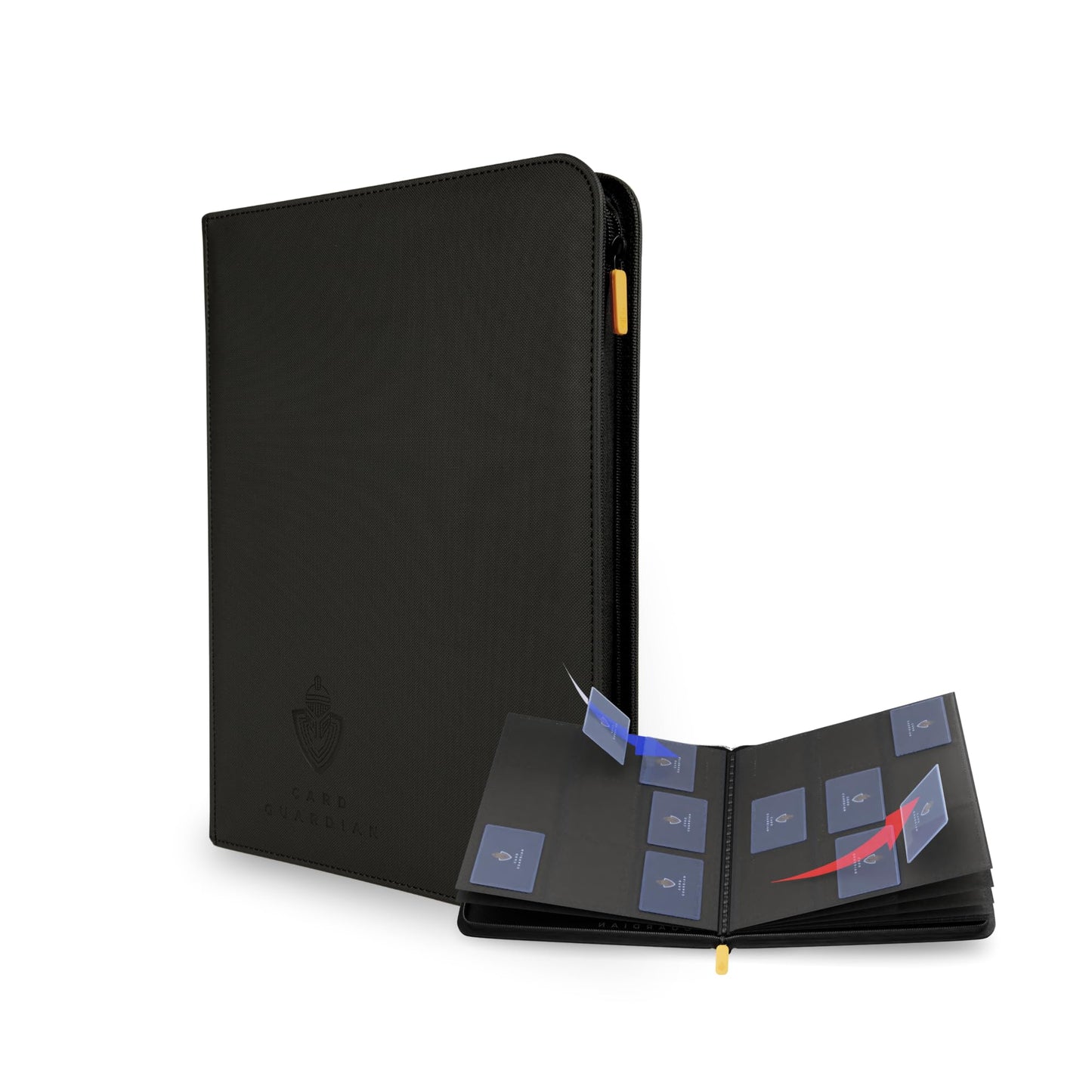 Card Guardian - 9 Pocket Premium Black Card Binder With Zipper For 360 Cards - Trading Card Binder With Side Loading Pockets For