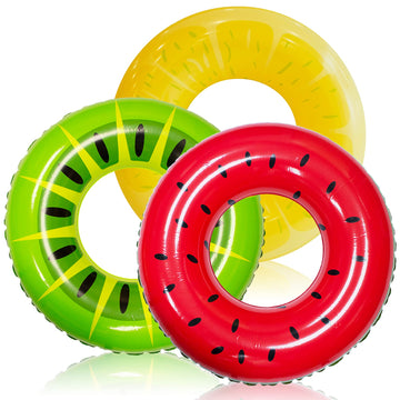Joyin Inflatable Swim Tube Raft (3 Pack) With Summer Fruits Painting, Pool Toys For Swimming Pool Party Decorations