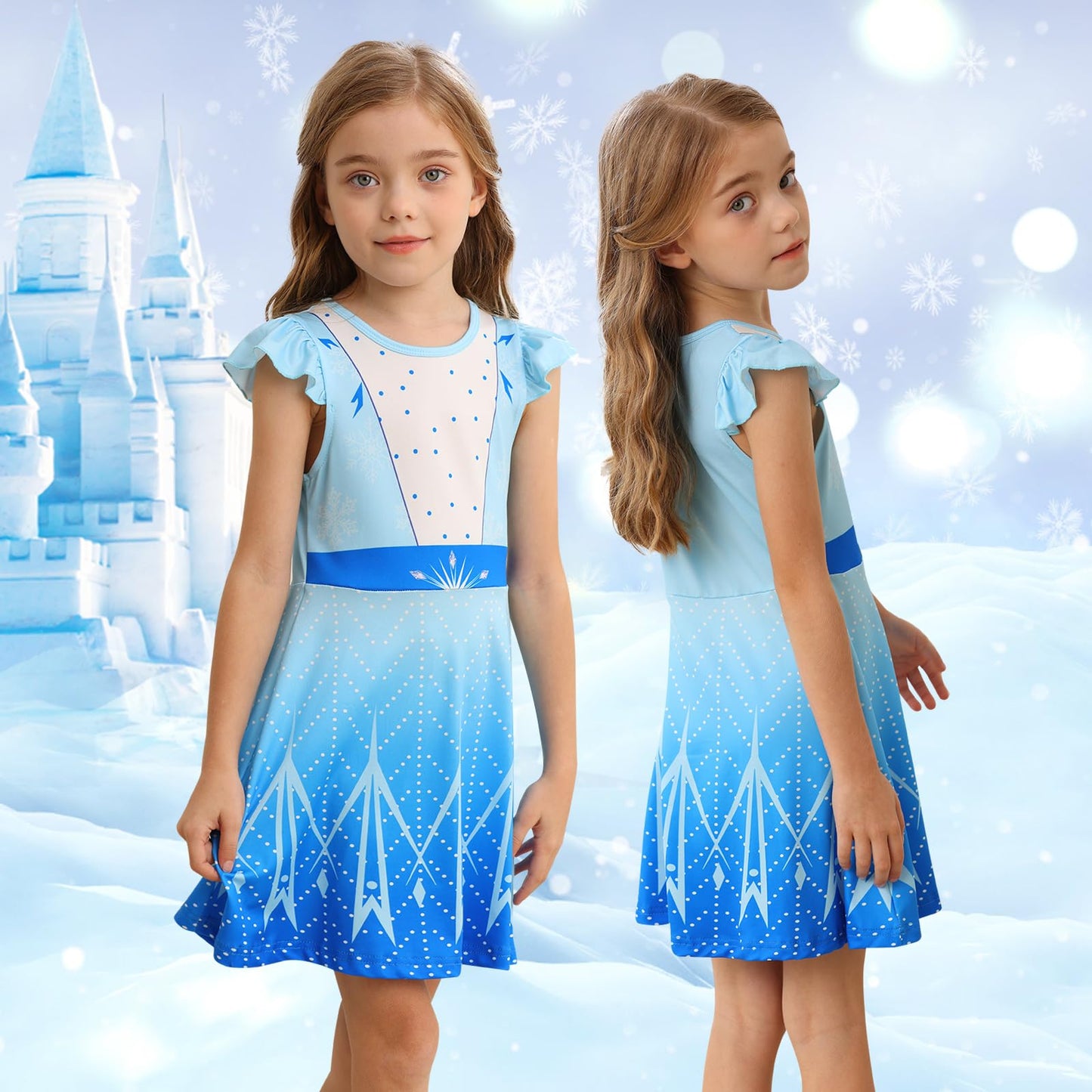 Sukyfecde Girls Princess Dresses Toddler Kids Costume Birthday Party Dress Halloween Cosplay Outfits 5T Blue