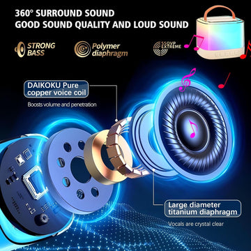 Karaoke Machine For Kids,Portable Bluetooth Speaker With Wireless Microphone For Illusionary Flowing Light,Karaoke Toys Gifts Fo