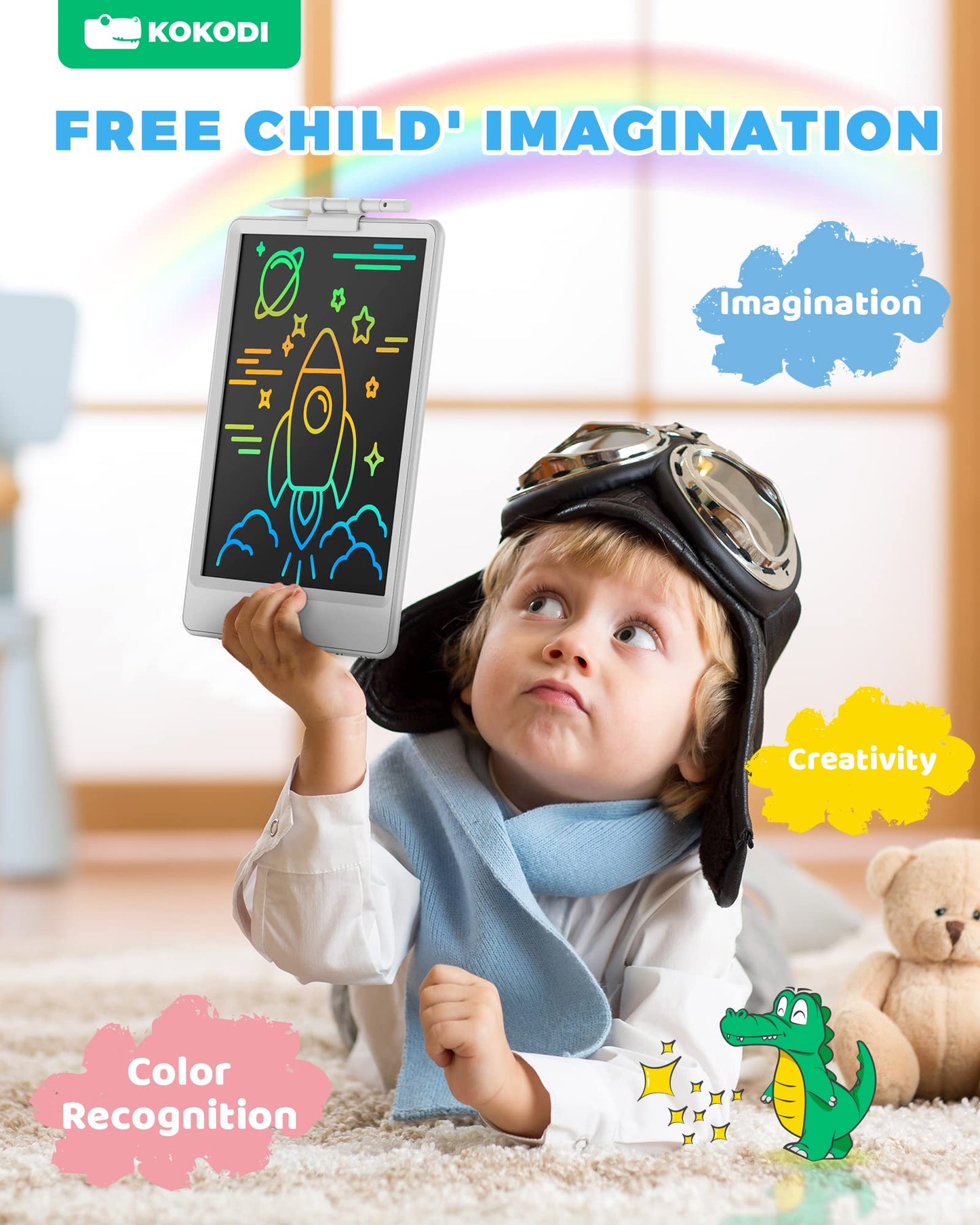 KOKODI 8.5-Inch LCD Writing Tablet - Colorful Doodle Board and Electronic Drawing Pad for Kids - Educational Toy Gift for 3-7 Ye