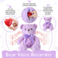 Hungdao Bear Stuffed Animals With Voice Recorder Set, 60 Seconds Voice Sound Recorder Module 16 Inch Soft Plush Bear Cute Stuffed Bear With Zipper Sound Box Recordable Heart For Boys Girls (Purple)