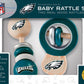 Babyfanatic Wood Rattle 2 Pack - Nfl Philadelphia Eagles - Officially Licensed Baby Toy Set