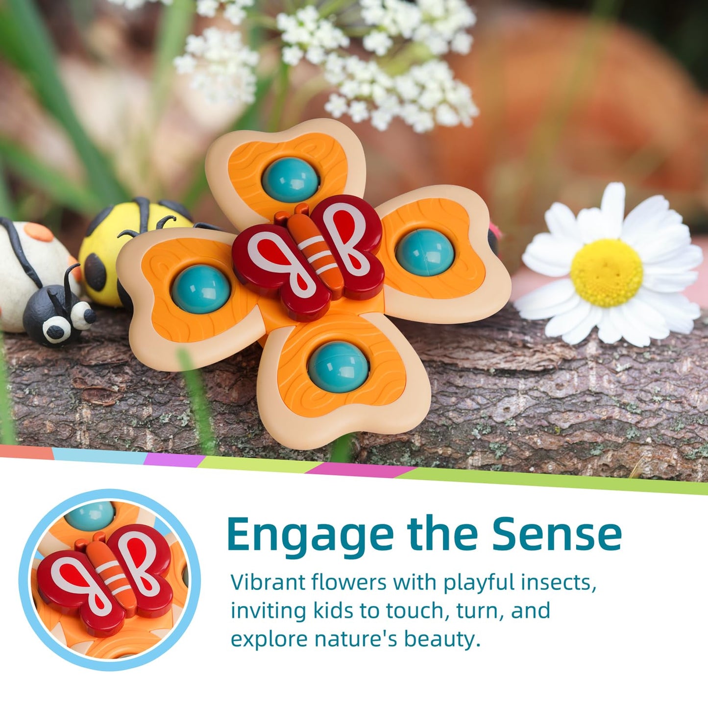 Likee Strong Suction Cup Fidget Spinnerz Sensory Bath Toys For Baby 12 18 Months Airplane Car Travel Table & Window Toys For 1 2 Years Old Toddler Boys And Girls (Snail)