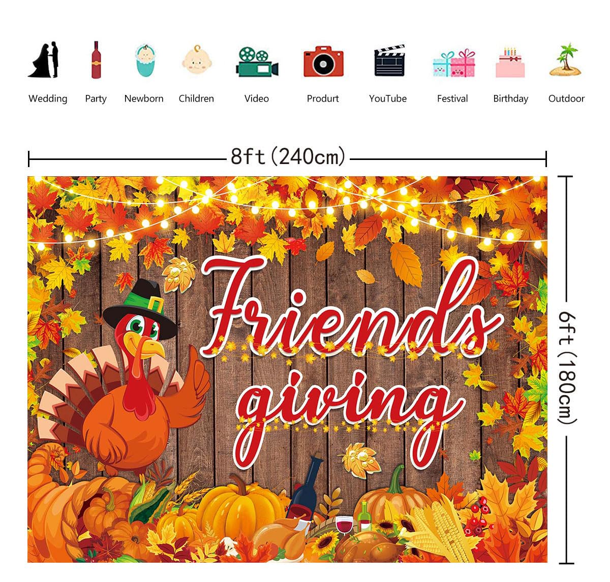 Friendsgiving Banner Backdrop Happy Thanksgiving Friends Giving Photography Backgound Friendsgiving Pumpkin Harvest for Fall Par