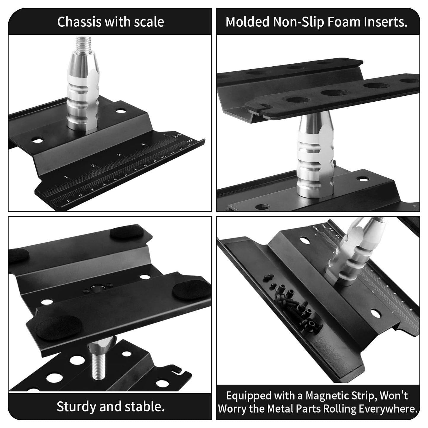 Aluminum Alloy RC Car Work Stand Repair Workstation with Screws Kit & 17mm Hex Wheel Wrench 360 Degree Rotation Lift/Lower for 1