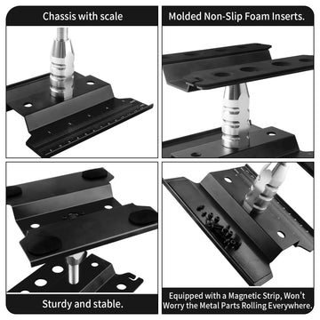 Aluminum Alloy RC Car Work Stand Repair Workstation with Screws Kit & 17mm Hex Wheel Wrench 360 Degree Rotation Lift/Lower for 1