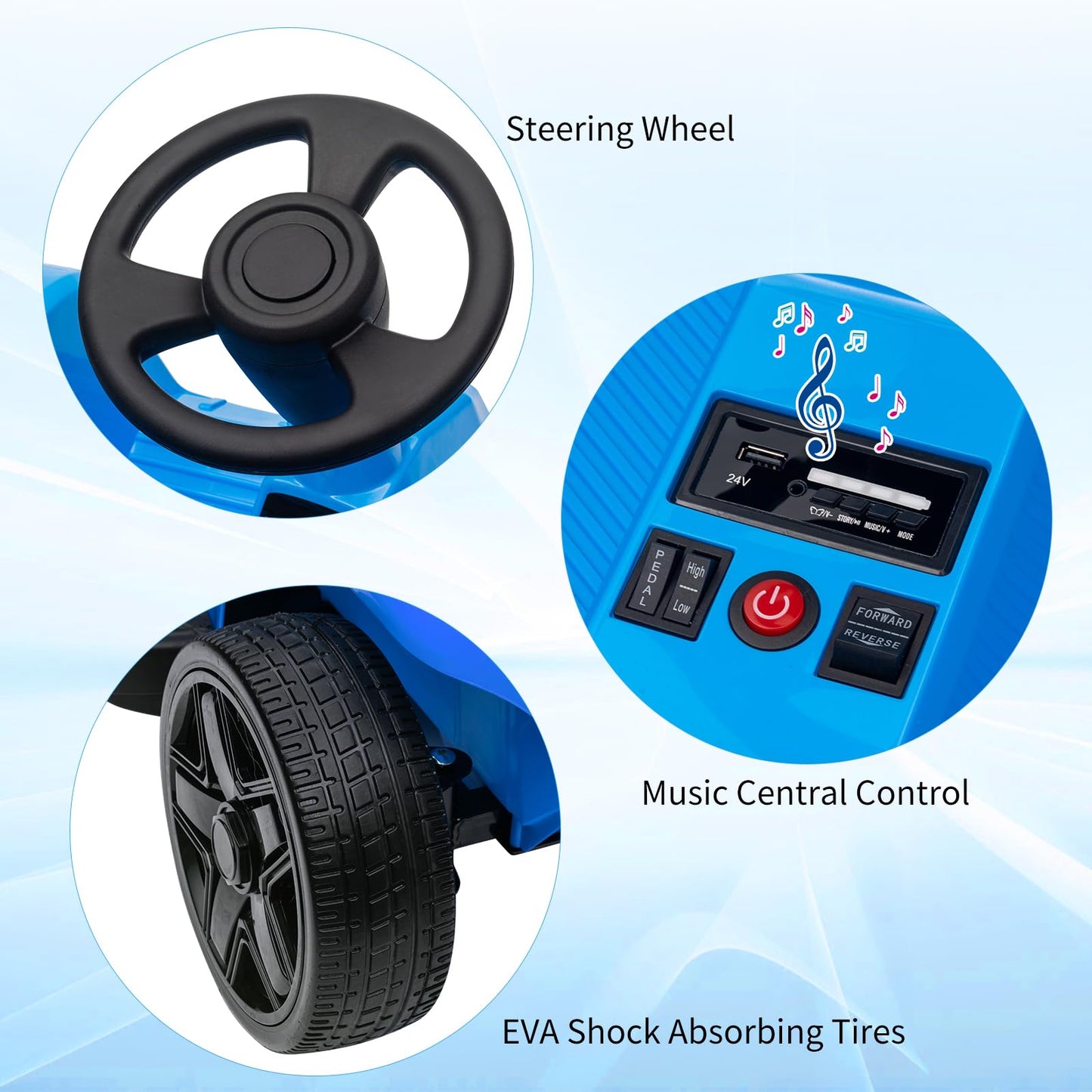 2 Seaters 4-Wheelers Electric Ride On Toy for Kids, 24V 120W*2 Powerful Motors Max Load 200 Lbs, Two Driver Modes + Remote Contr